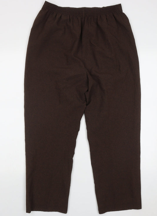 slimma Womens Brown Polyester Trousers Size 14 L29 in Regular