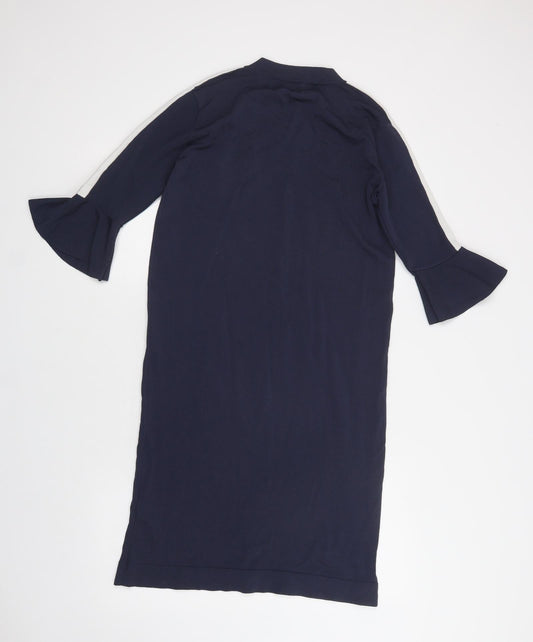 Sweewe Womens Blue Viscose Jumper Dress Size L Crew Neck