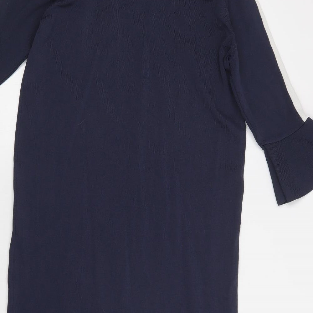 Sweewe Womens Blue Viscose Jumper Dress Size L Crew Neck