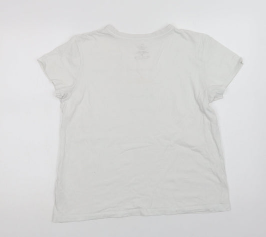 Primark Womens White Cotton Basic T-Shirt Size M Crew Neck - Nice