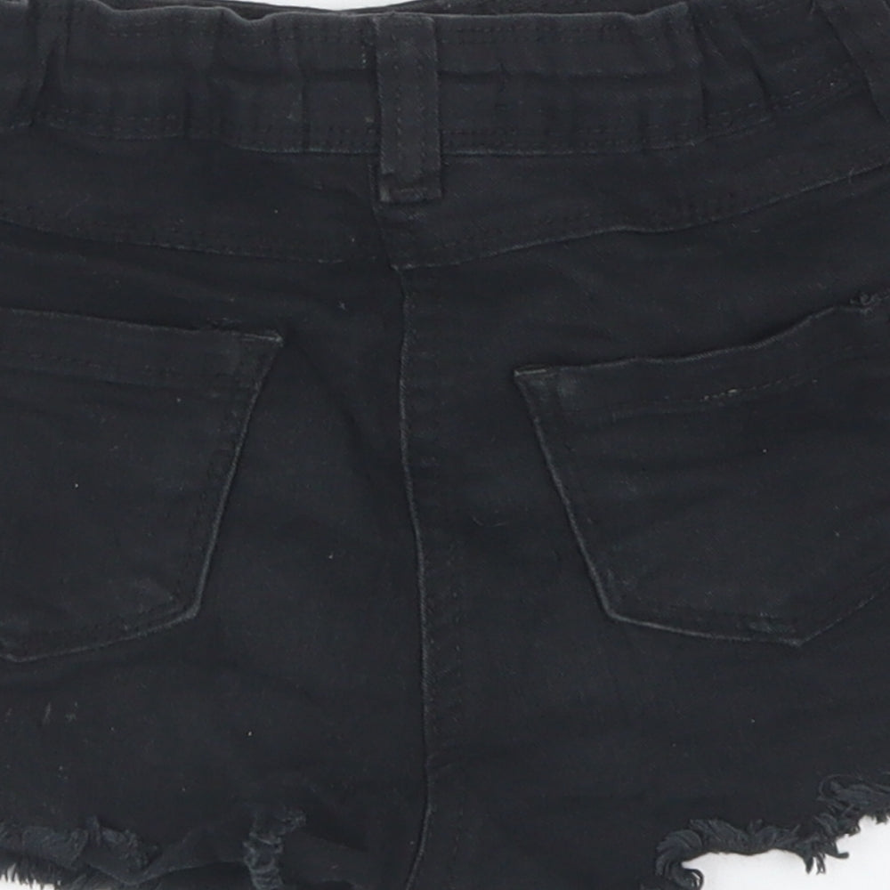 Pep & Co Girls Black Cotton Mom Shorts Size 8-9 Years Regular Buckle