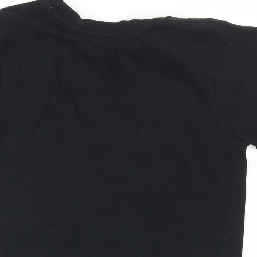 Dunnes Stores Girls Black Cotton Cropped T-Shirt Size 7-8 Years Crew Neck - NYC