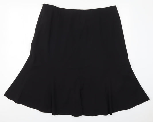 Artigiano Womens Black Polyester Swing Skirt Size 22 Zip