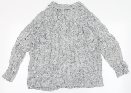 Primark Womens Grey V-Neck Acrylic Cardigan Jumper Size XS