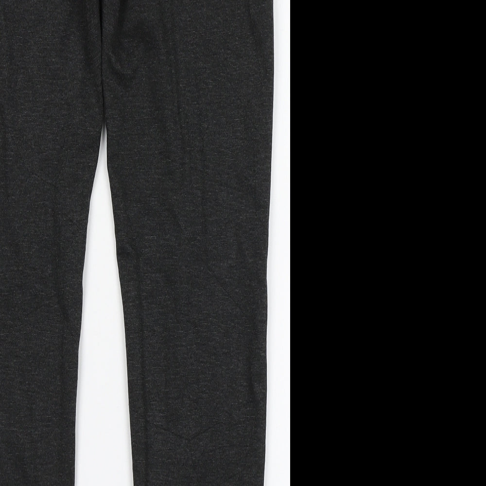 Brand and care label for TU women’s grey viscose trousers, size UK 14, 27-inch leg regular button