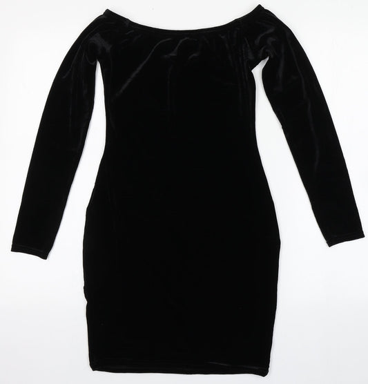 Missguided Womens Black Polyester Bodycon Size 10 Round Neck