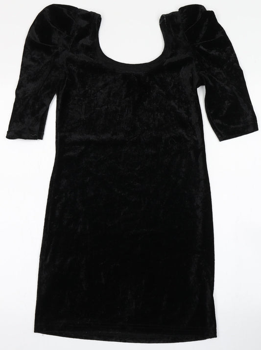 Back view of Divided women’s black polyester bodycon, size UK 8, round neck