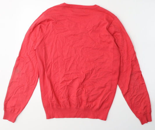 NEXT Mens Pink V-Neck Cotton Pullover Jumper Size S