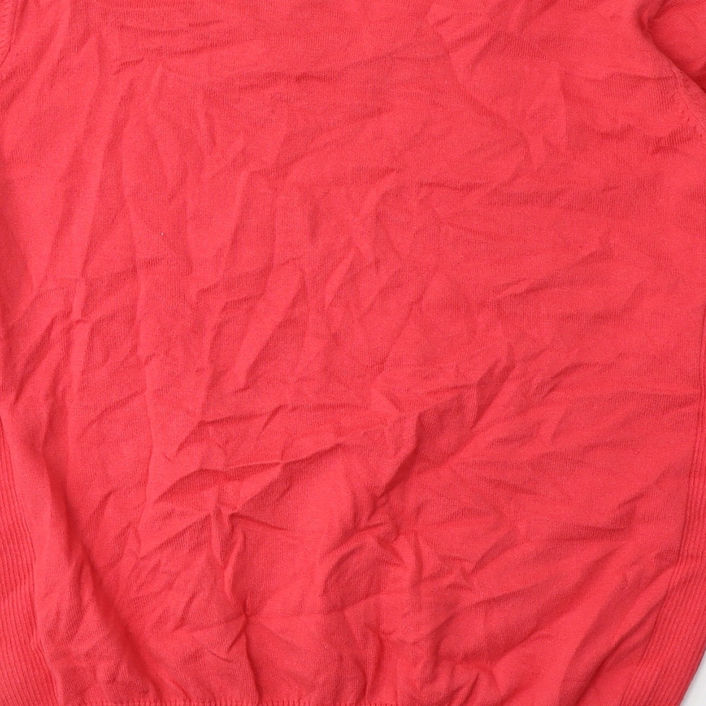 NEXT Mens Pink V-Neck Cotton Pullover Jumper Size S