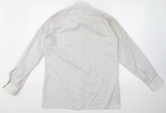 Mens UK Size 15.5 Peter England Grey Button-Up Long Sleeve Casual Shirt