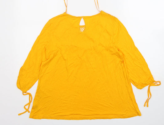 F&F Womens Orange Viscose Basic T-Shirt Size 10 Round Neck