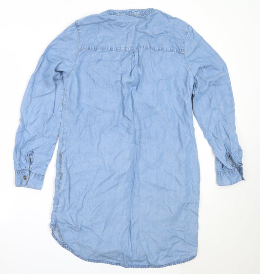 F&F Womens Blue Lyocell Shift Size 14 V-Neck