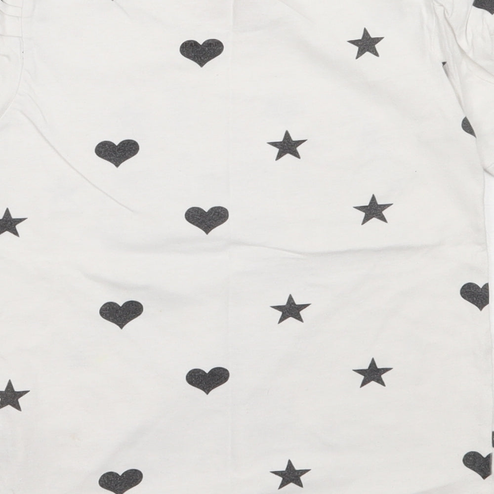 Young Dimension Girls White Cotton Basic T-Shirt Size 7-8 Years Round Neck