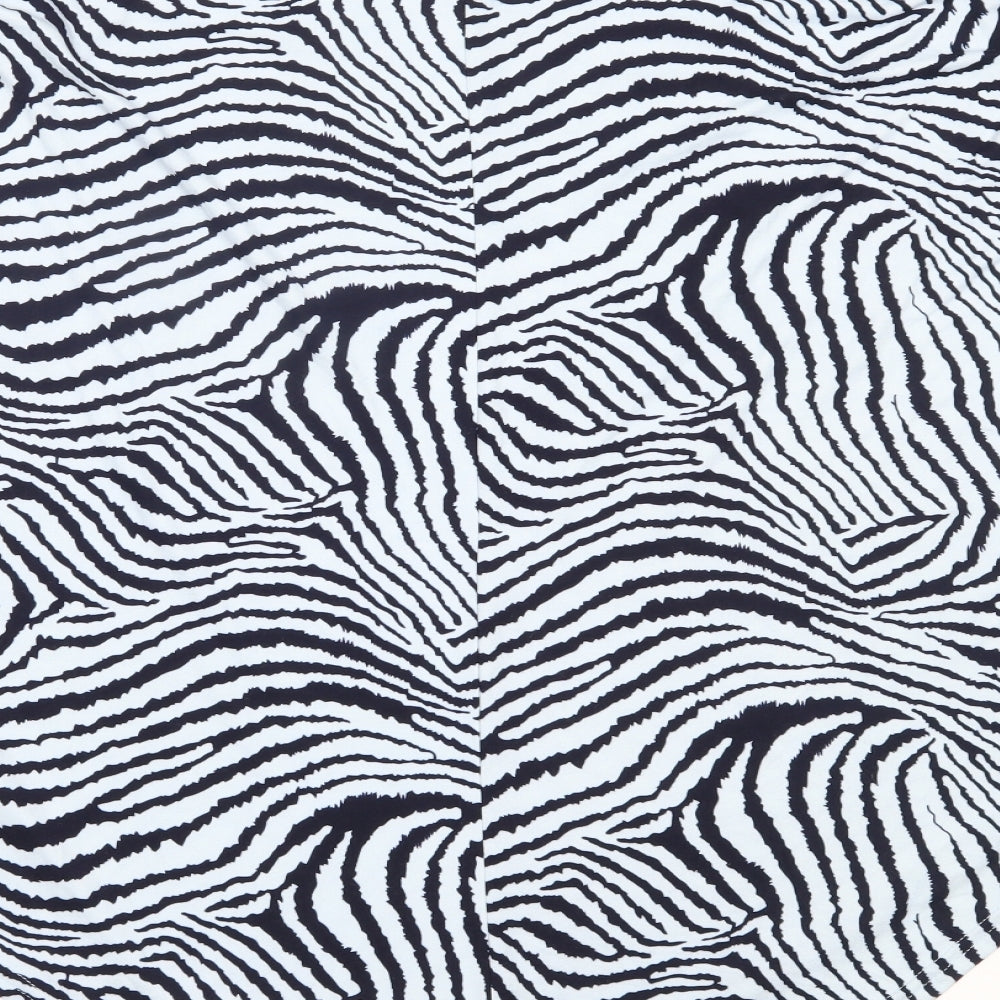 QED London Womens Blue Animal Print Polyester Basic T-Shirt Size S Round Neck