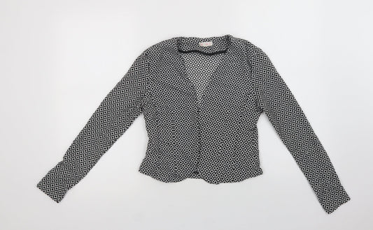 Additional front view of A'Gaci women’s black geometric jacket blazer, size S