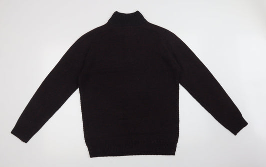 Burton Mens Purple Collared Acrylic Henley Jumper Size M