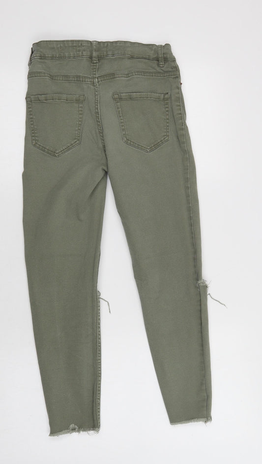 New Look Womens Green Cotton Cropped Jeans Size 8 L25 in Regular Button