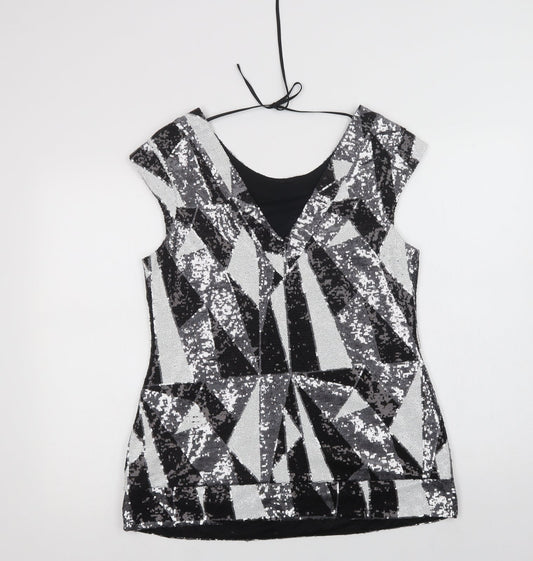 Womens UK Size 14 Julien Macdonald Black Basic Blouse