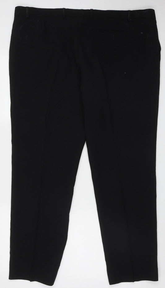 TU Mens Black Polyester Trousers Size 42 L31 in Regular Button