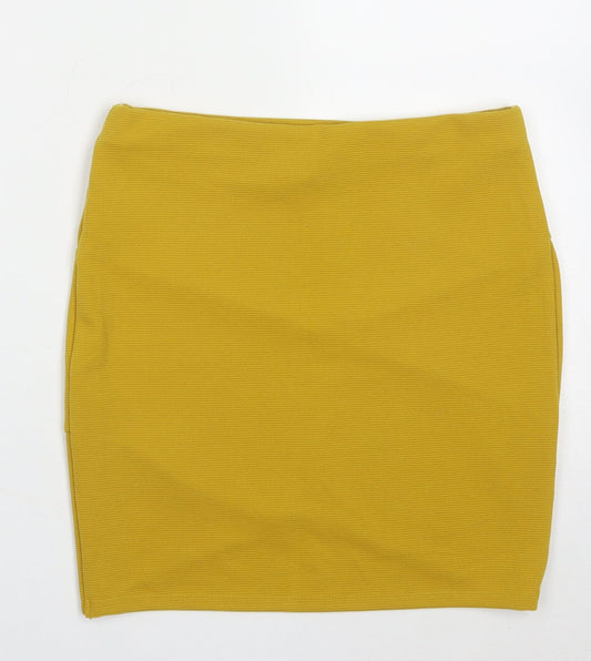 FOREVER 21 Womens Yellow Polyester Wrap Skirt Size S