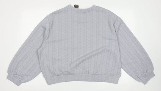 George Womens Grey Crew Neck Geometric Polyester Pullover Jumper Size 18