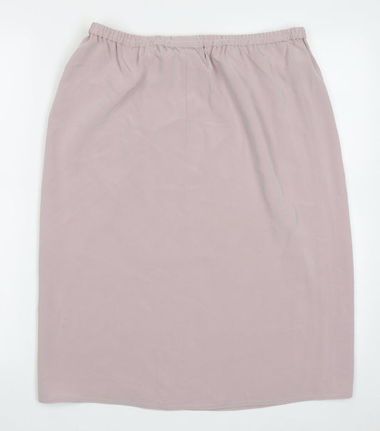 Back view of Frank Usher women’s pink polyester a-line skirt, size UK 14