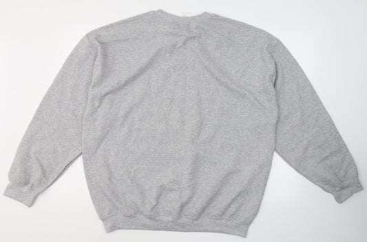 Gildan Mens Green Round Neck Cotton Pullover Jumper Size XL