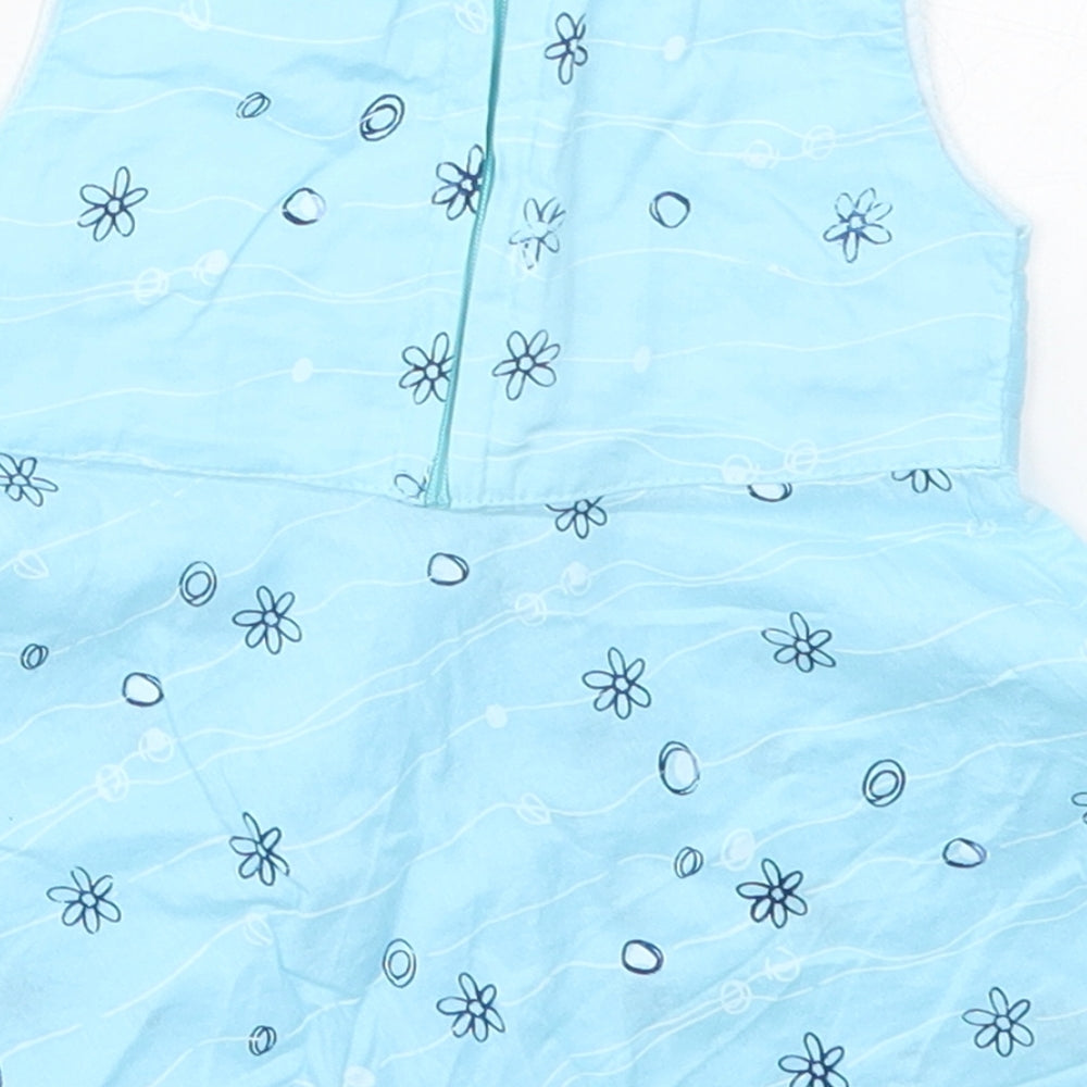 Riyamoni Girls Blue Geometric Cotton Basic Tank Size 3 Years Round Neck Zip - Flowers