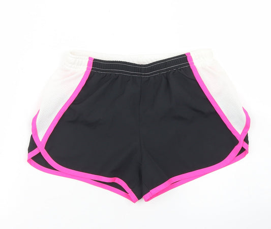 Additional front view of Layer 8 women’s black colourblock polyester hot pants shorts, size S, 3-inch leg regular