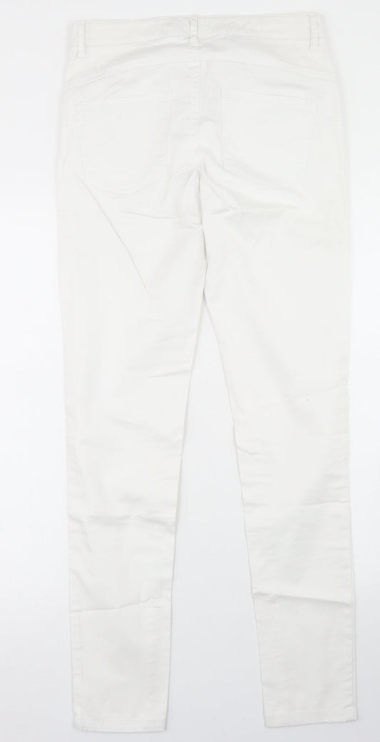 United Colors of Benetton Womens White Cotton Skinny Jeans Size 8 L29 in Regular Button