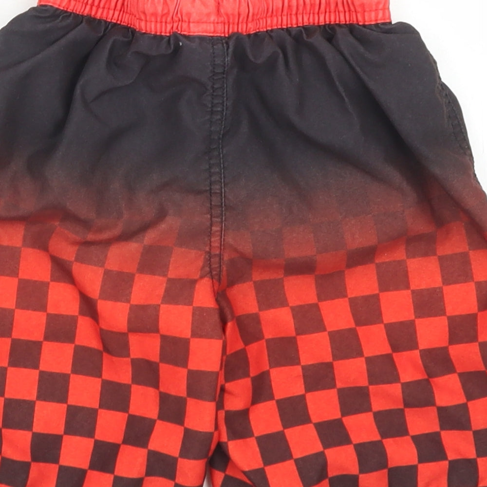George Boys Red Check Polyester Sweat Shorts Size 6-7 Years Regular Drawstring - Cars Lightning Mcqueen