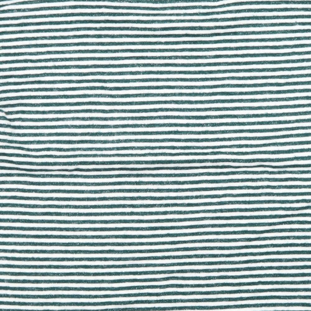 Primark Womens Green Striped Viscose Cropped T-Shirt Size XS Crew Neck - The Grinch