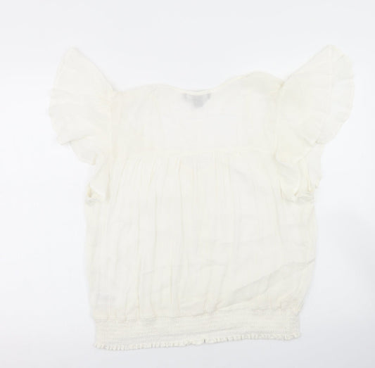 Primark Womens White Viscose Basic Blouse Size 18 Round Neck