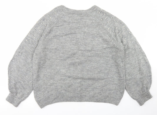 Primark Womens Grey Crew Neck Acrylic Pullover Jumper Size L
