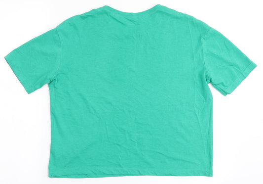 Womens UK Size XS Dunnes Stores Green Cropped T-Shirt