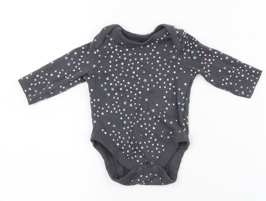 George Girls Grey Spotted 100% Cotton Babygrow One-Piece Size 0-3 Months Snap - stars