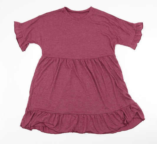 Additional front view of SHEIN women’s purple polyester skater dress, size XS, round neck pullover