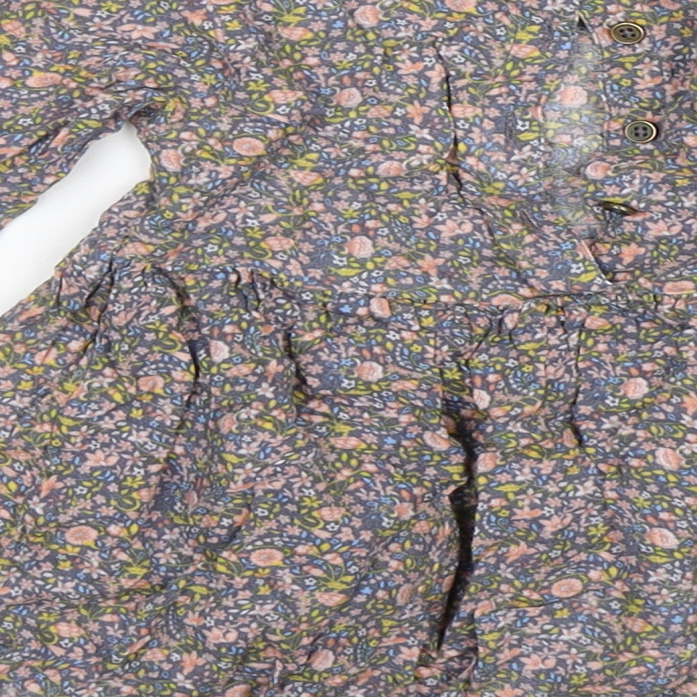 NEXT Girls Multicoloured Floral Viscose A-Line Size 18-24 Months Round Neck