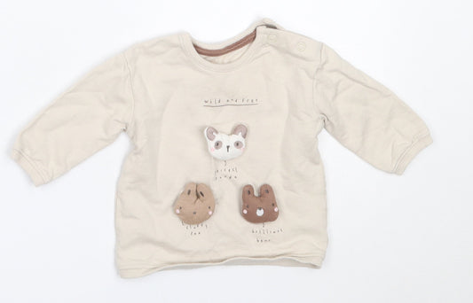 George Boys Beige Cotton Pullover Jumper Size 0-3 Months