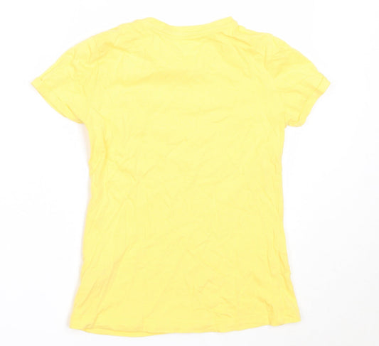 Dunnes Stores Girls Yellow Cotton Basic T-Shirt Size 8 Years Round Neck