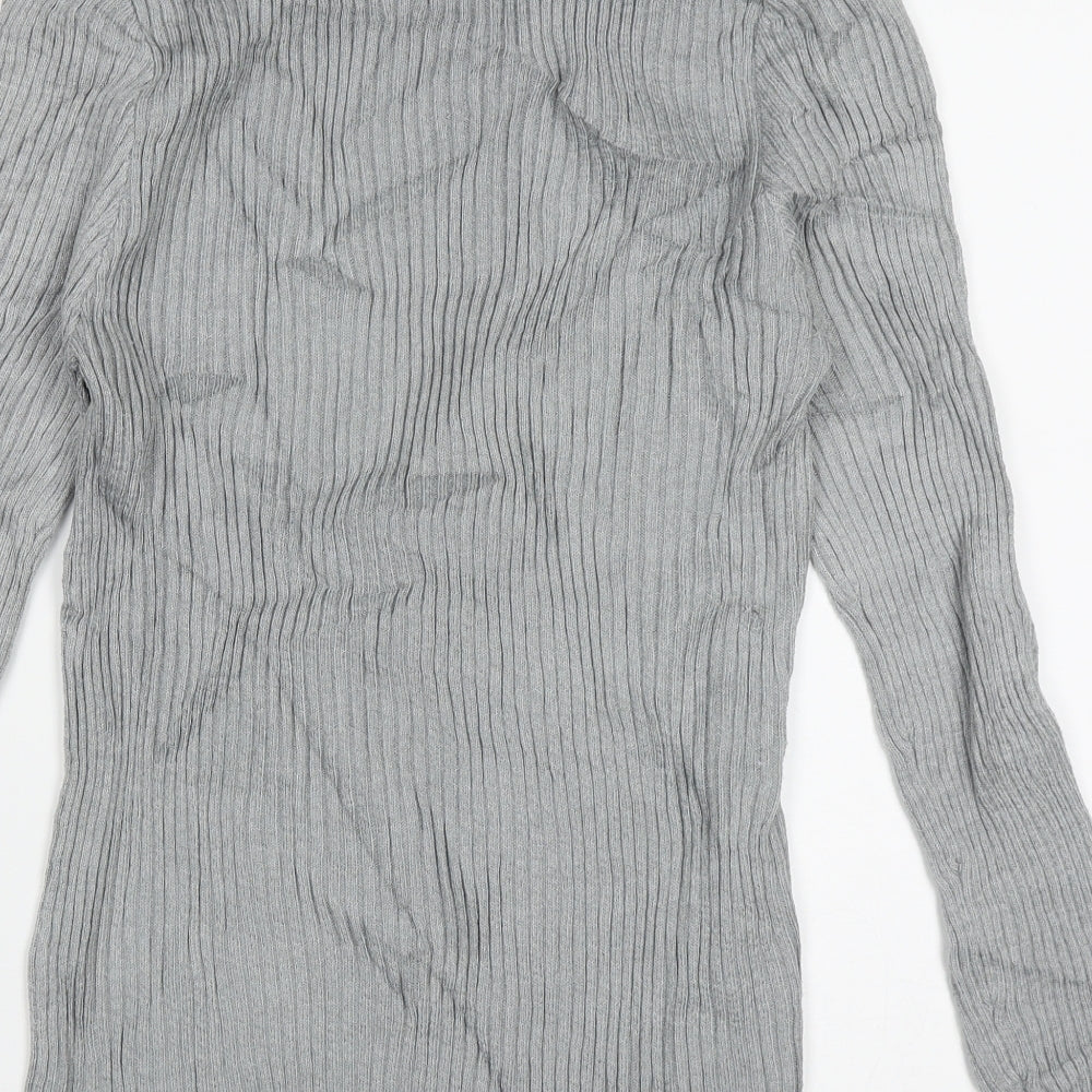 Caroline Morgan Womens Grey High Neck Acrylic Pullover Jumper Size 16