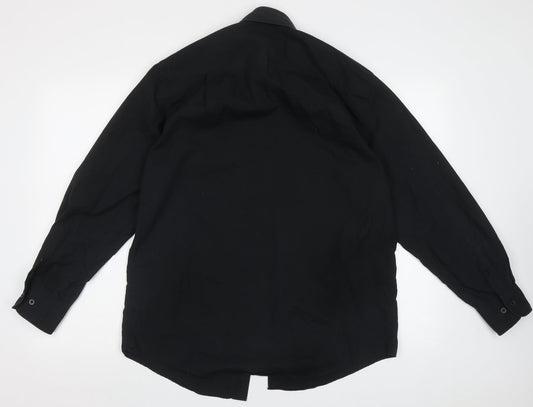 F&F Mens Black Cotton Button-Up Size 15 Collared Button