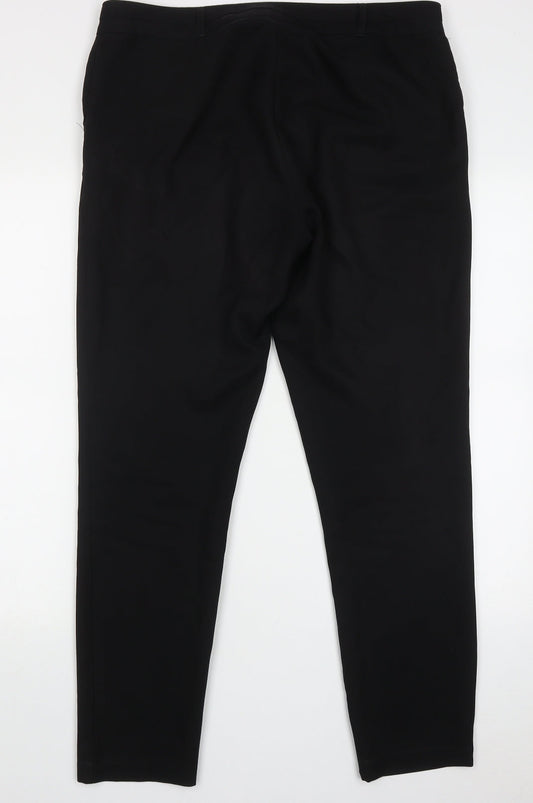 New Look Womens Black Polyester Trousers Size 14 L30 in Regular Hook & Eye
