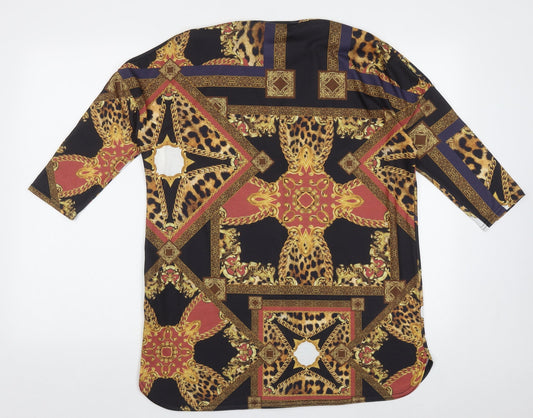 capsule Womens Multicoloured Geometric Polyester Tunic T-Shirt Size 10 Crew Neck - Cold Shoulder