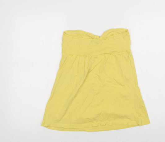 Papaya Womens Yellow Cotton Basic Blouse Size 12 Sweetheart