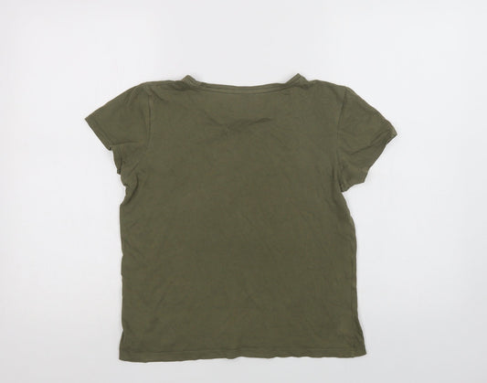 Primark Womens Green Cotton Basic T-Shirt Size XS Crew Neck - Coffee
