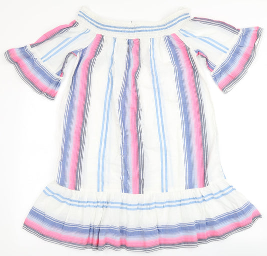 Additional front view of F&F women’s multicoloured striped cotton a-line, size S, off the shoulder