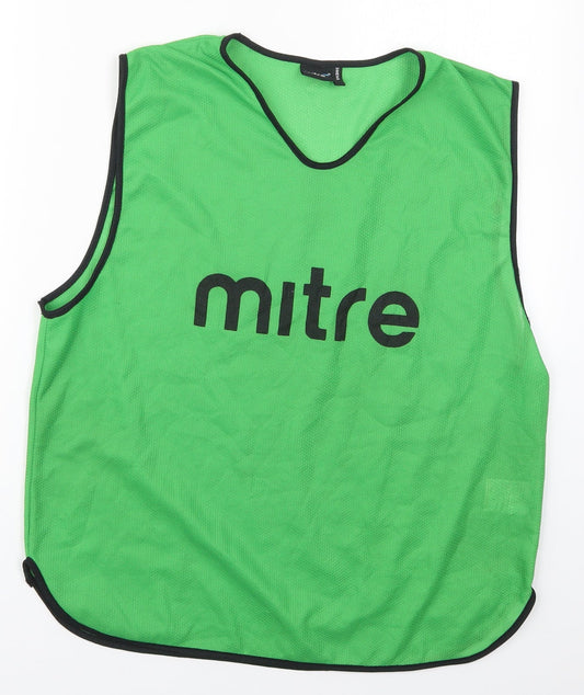 Mitre Mens Green Polyester Basic Tank Size S V-Neck Pullover