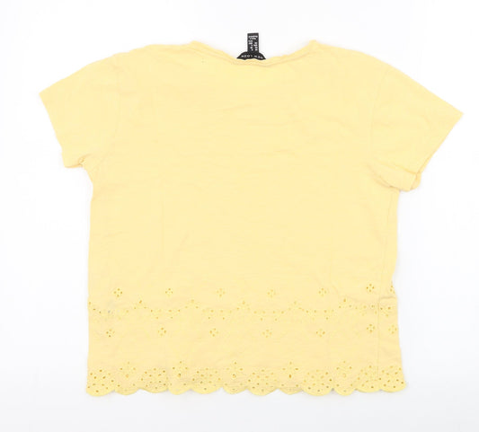 Womens UK Size 8 New Look Yellow Jersey T-Shirt