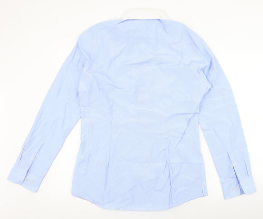 NEXT Mens Blue Polyester Button-Up Size 15.5 Collared Button